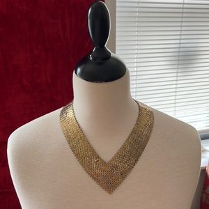 Goldtone Disco Gold Metal Mesh Scarf Necklace